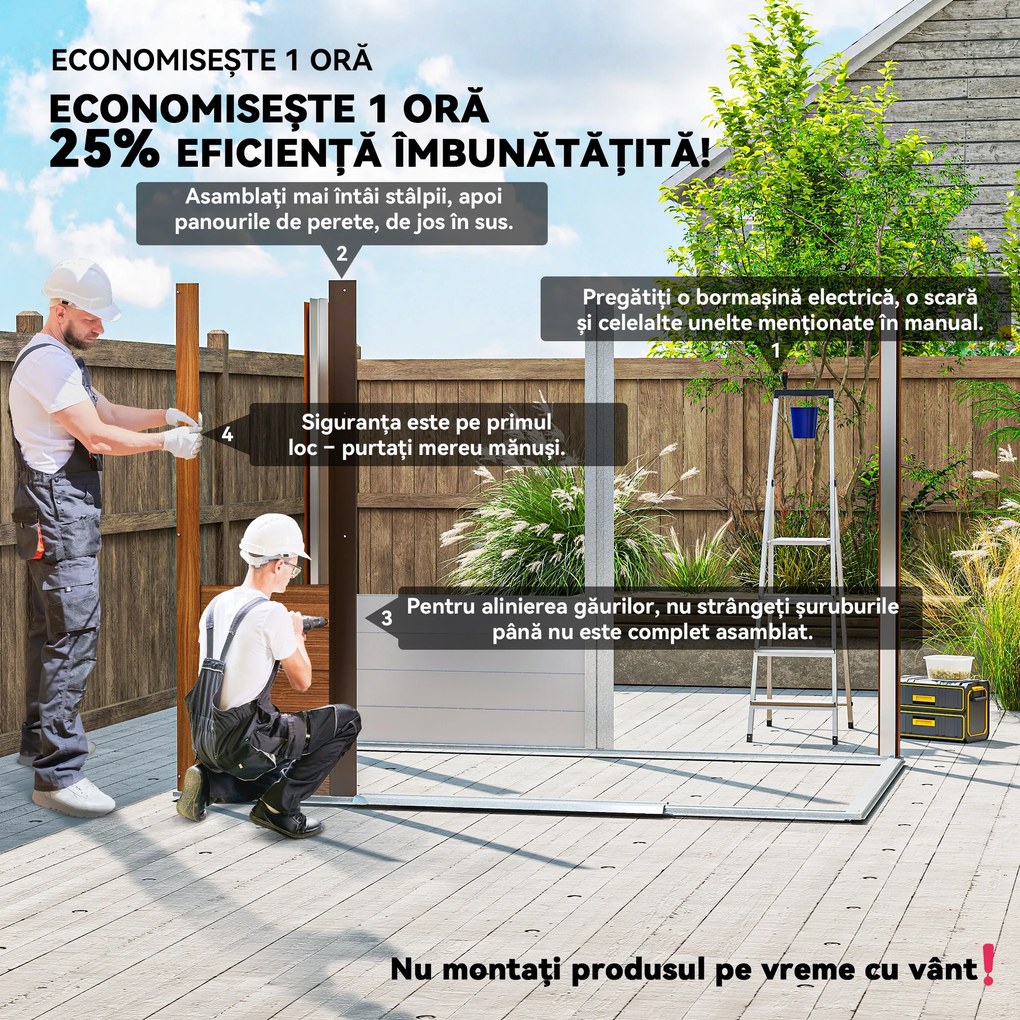 Outsunny Magazie de Grădină din Oțel cu Uși Glisante Duble 236x196x208 cm | Aosom Romania