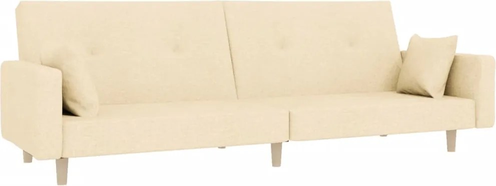 vidaXL Canapea extensibilă cu 2 locuri, 2 perne, crem, textil