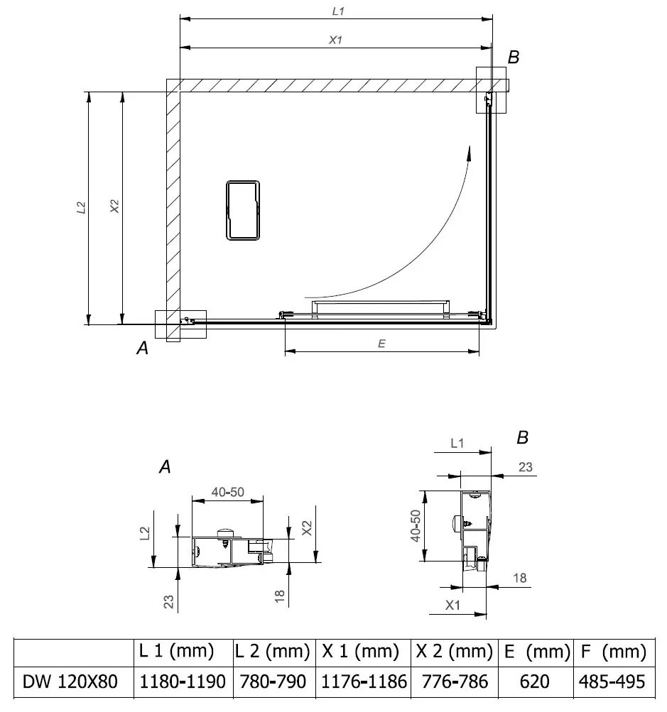 Cabina dus patrata cu usa glisanta rotativa KolpaSan Stellar DW 120x80 cm, crom lucios