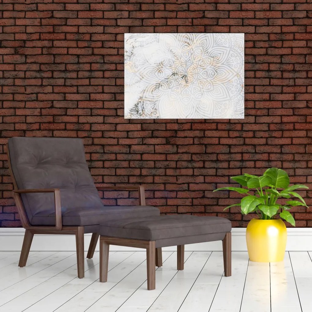 Tablou pe sticlă - Mandale albe (70x50 cm)