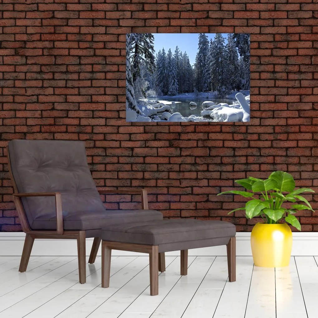 Tablou pădurii înzăpezite (70x50 cm)