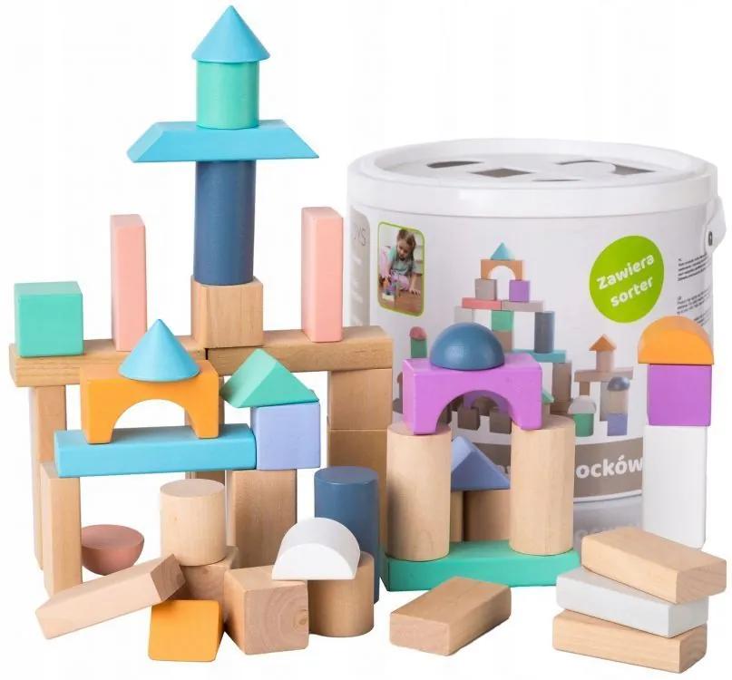 Cuburi din lemn pentru copii Ecotoys 100 bucăți