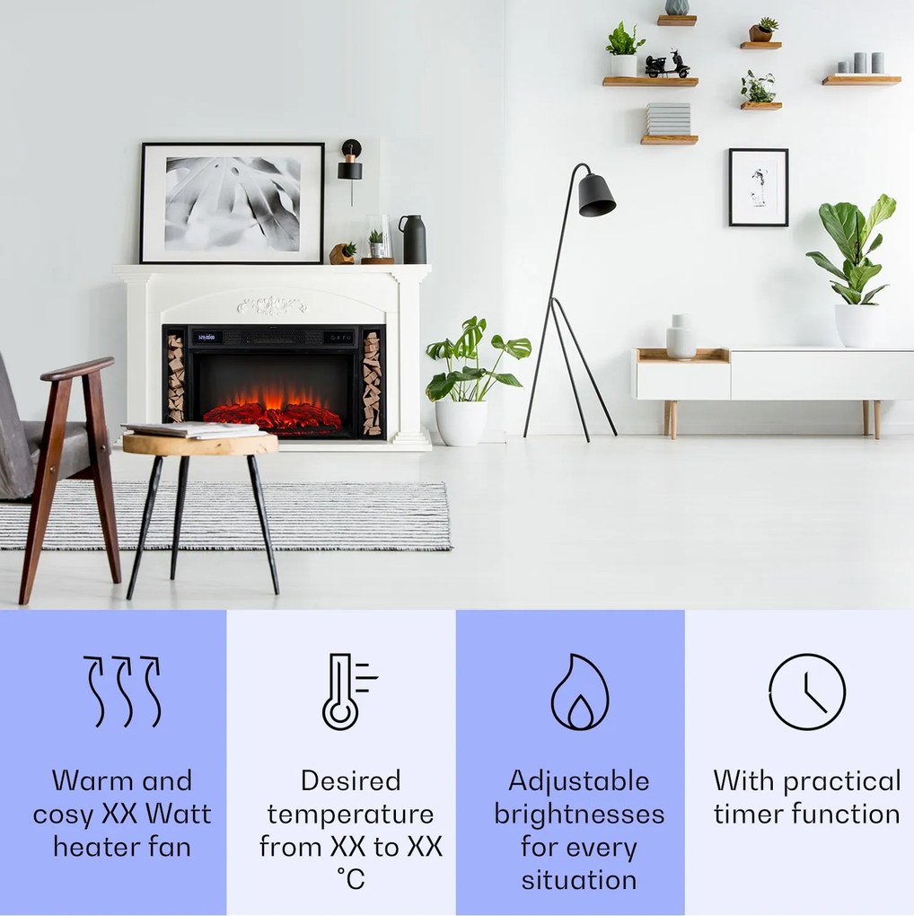 Klarstein Villarrica, șemineu electric, 1900 W, tehnologie LED, telecomandă