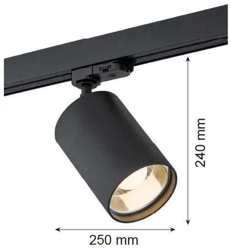 Spot pentru sistem de șină Argon 4306 BERGEN 1xE27/15W/230V negru