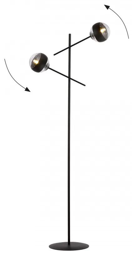 Lampadar modern negru cu 2 globuri transparente Linear