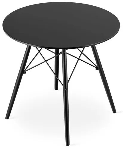 Masa stil scandinav, Artool, rotund, MDF si lemn, negru, 80x72 cm