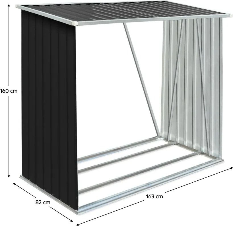 Magazie pentru lemn, antracit/alb, 163x82x160 cm, DARYL TIP 1