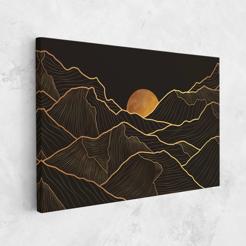 Tablou Canvas, 50x70cm, Dormitor si Living, Peisaje, Munti, Black Gold Mountains
