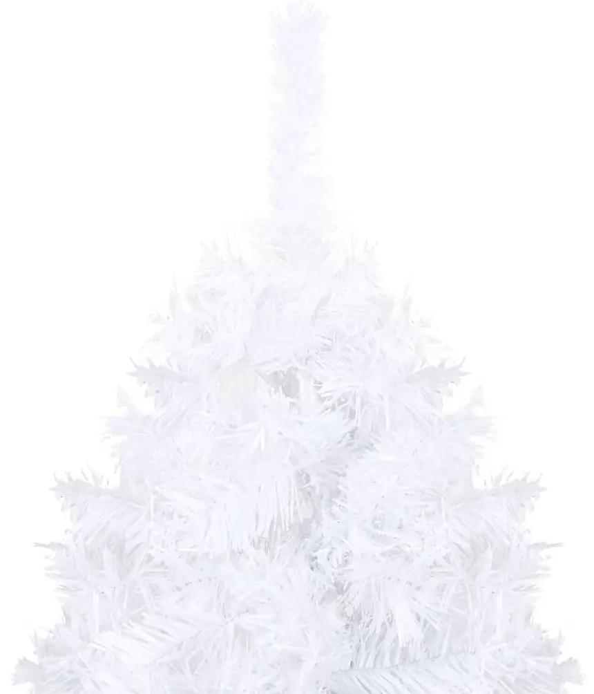 Pom de Craciun artificial cu LED-uri globuri, alb, 120 cm PVC 1, white and rose, 120 cm