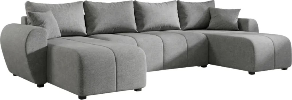 Coltar extensibil in forma de U SEVIO, gri, 311x145 cm + 2 perne GRATUIT