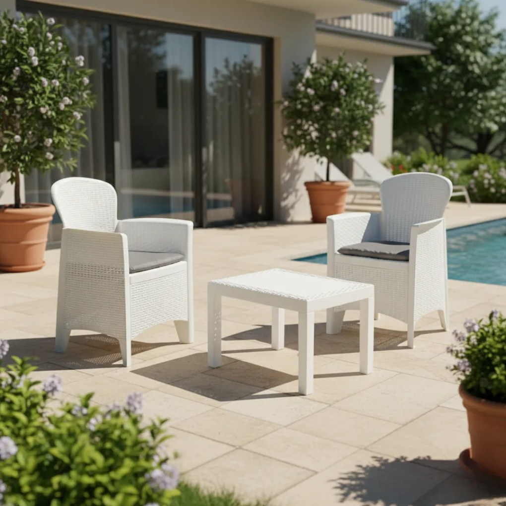 I.P.A.E-Progarden Set grădină AKITA, 3 piese, albă