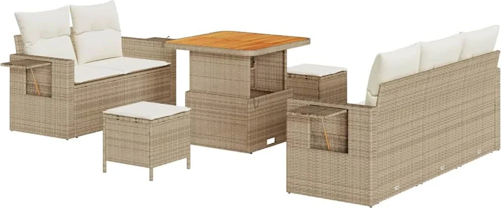 vidaXL Set de canapele pentru grădină 10 pcs Bej și crem poliratan