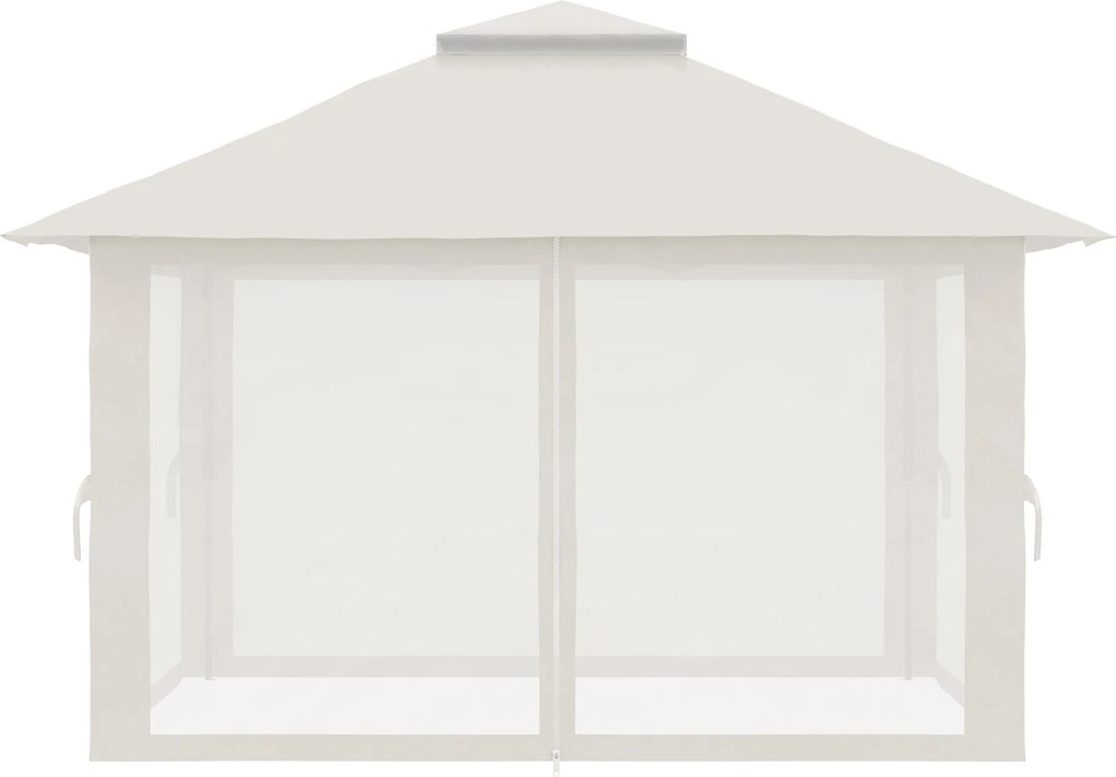 Outsunny Pavilion Pliabil Pop-Up 4x4 m cu Înălțime Reglabilă pe 3 Niveluri, Pavilion Exterior cu Plasă de Țânțari, Saci de Nisip, Geantă de Transport, UV50+, pentru Grădină Camping Petreceri, Crem | Aosom Romania