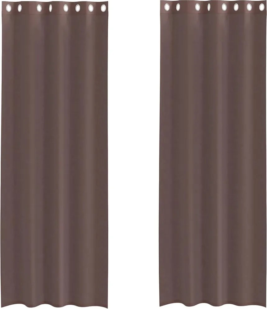 vidaXL Perdele Voile cu Oelii 2 buc Maro 140x260 cm