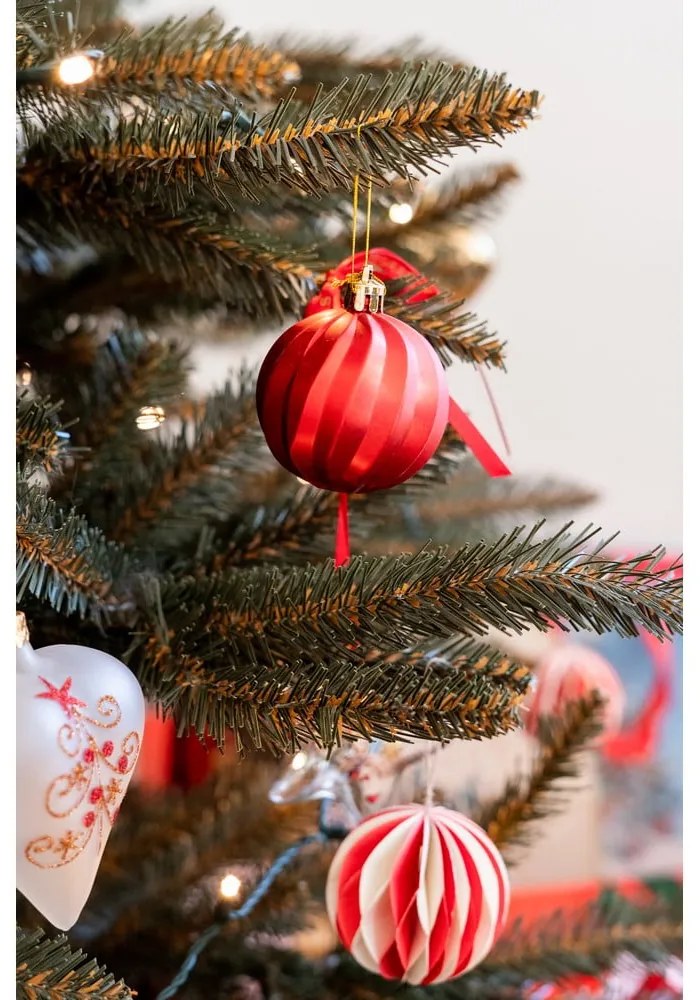 Set 3 globulețe albe de Crăciun din sticlă în formă de inimă Ego Decor