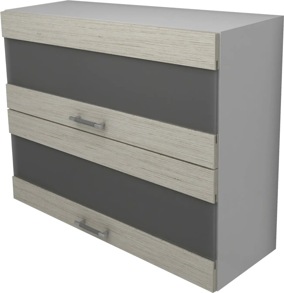 Corp Superior Lecce, 2 Usi, cu sticla, Lemn Alb/Alb, 80 x 30 x 65 cm