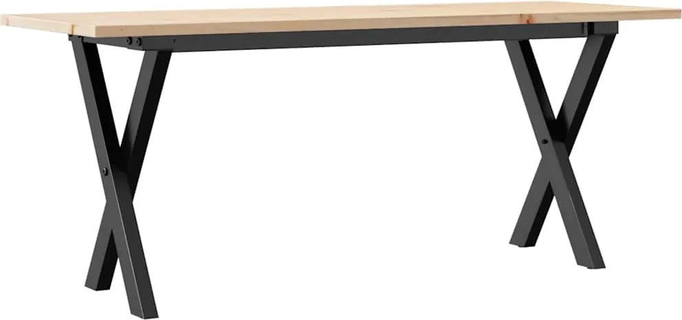 vidaXL Masă de cafea, cadru X, 110x40x45 cm, lemn masiv pin și Oţel
