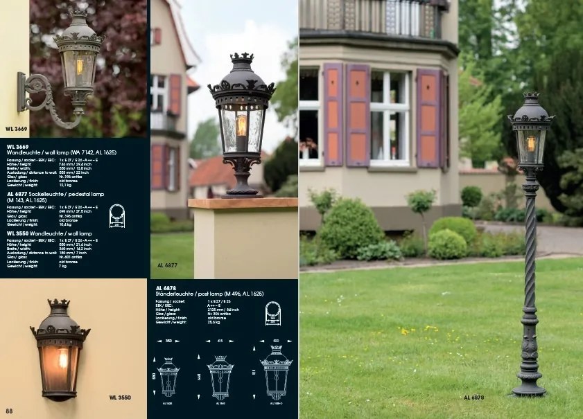 Aplica 1/2 iluminat exterior design clasic in stil Empire din fier forjat, WL 3559