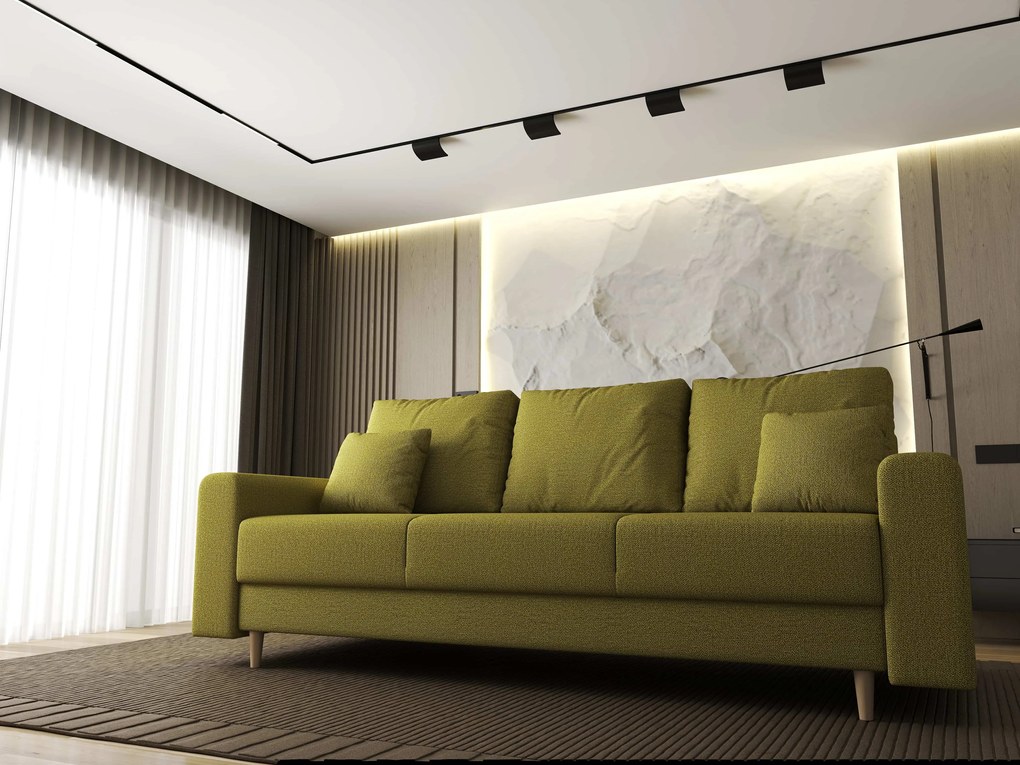 Canapea extensibilă dumonde cu ladă de depozitare si sezut confortabil din spuma high-density, Kronos Enjoy Verde 210x100 cm