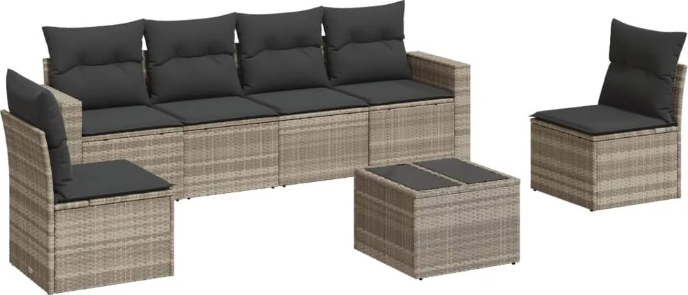 vidaXL Set canapele de grădină cu perne, 7piese gri deschis poliratan