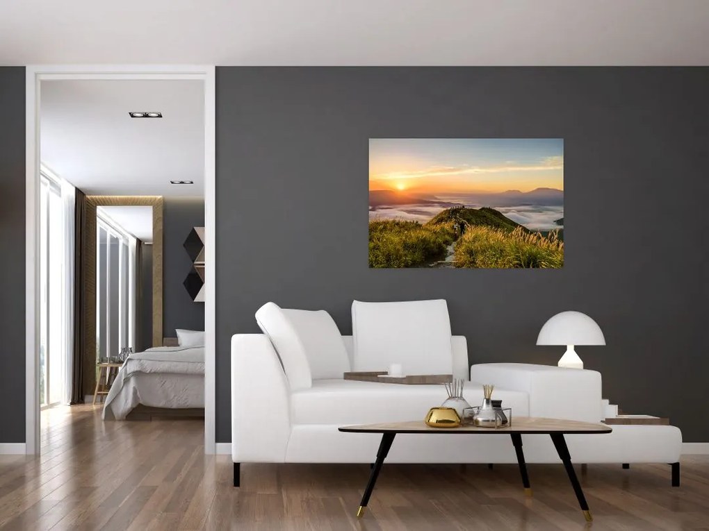 Tablou cu munți în apus de soare (90x60 cm)