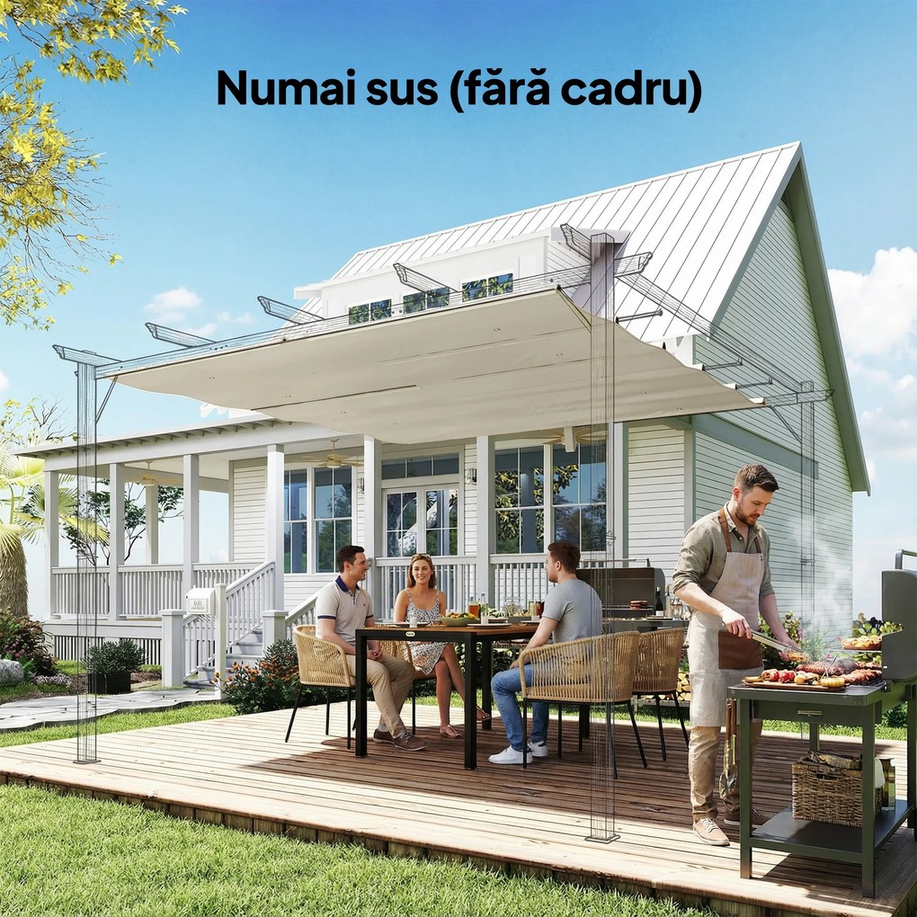 Outsunny Prelată pentru Pergolă cu 10 Orificii de Drenaj, Material Poliester UV30+, Doar Acoperire, 288x298 cm, pentru Pergolă Grădină 3x3m, Bej | Aosom Romania