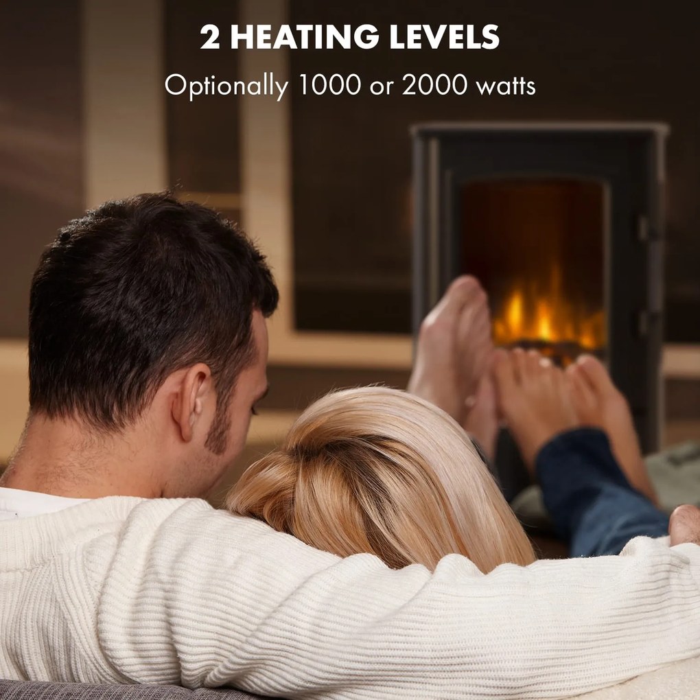 Klarstein Bormio Panorama, șemineu electric, 1000/2000 W, termostat, negru