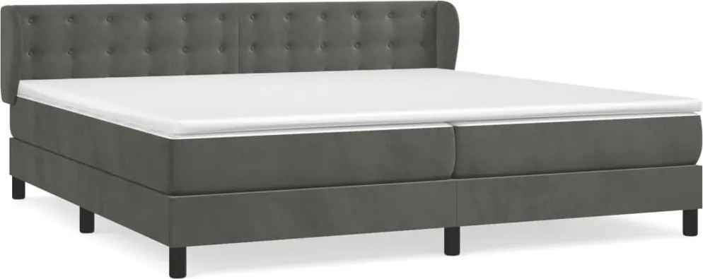 vidaXL Pat box spring cu saltea, gri închis, 200x200 cm, catifea