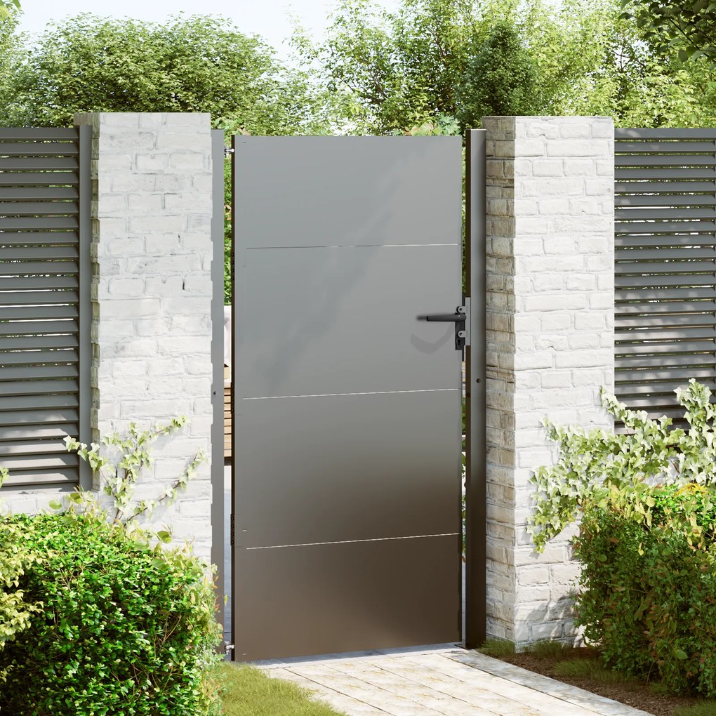 vidaXL Poartă de grădină Negru 105 x 175 cm Oțel vopsit în pulbere