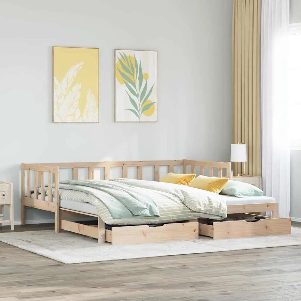 vidaXL Pat de zi cu extensie și sertare fără saltea, 80x200 cm