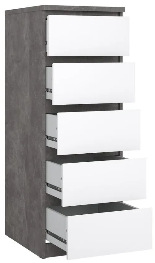 Comodă Simplicity 40 x 50 x 111,5 cm, gri / alb lucios