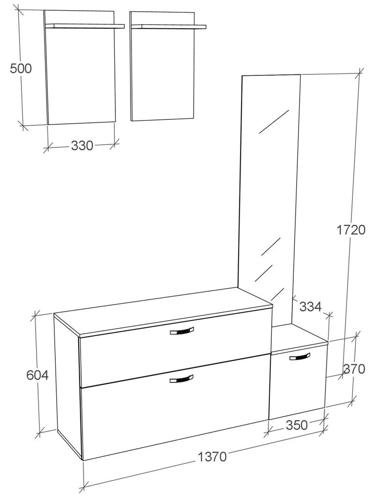 Garderoba haaus Elisabeth, Alb, 137 x 33 x 172 cm