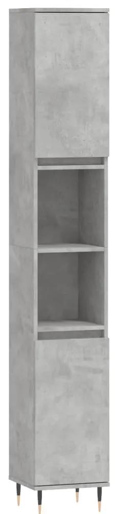 831528 vidaXL Dulap de baie, gri beton, 30x30x190 cm, lemn prelucrat