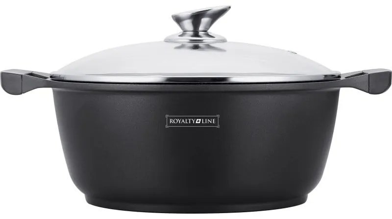 RESIGILAT - Oală marmorată antiaderentă cu capac 5.7L, 28 cm – Royalty Line BS28M, ușor de curățat, pentru toate tipurile de plite