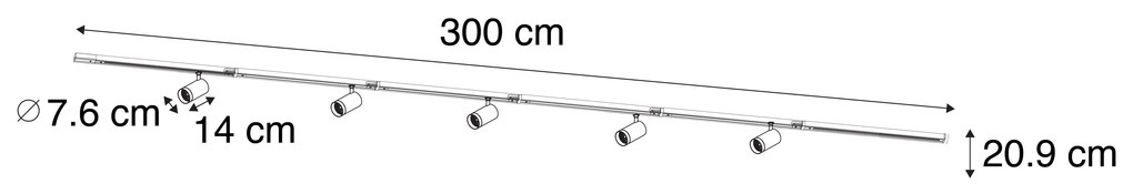 Sistem de șine modern cu 5 spoturi alb 1-fază GU10 70mm - Iconic Jeana Luxe