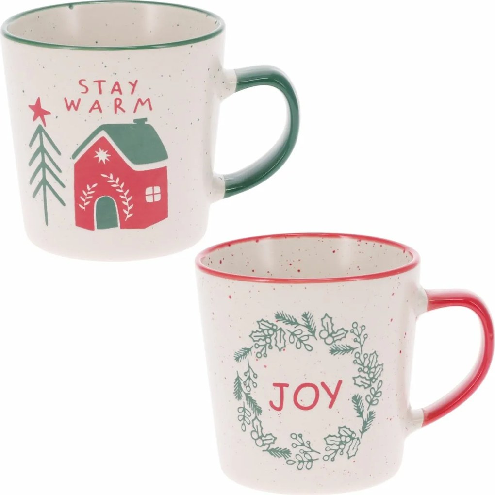 Set de 2 căni din ceramică Stay Warm/Joy 350 ml