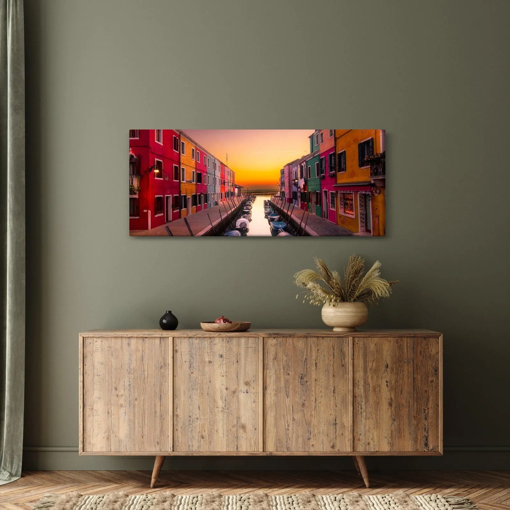 Tablou - Apus de soare, insula Burano, Veneția, Italia (120x50 cm)