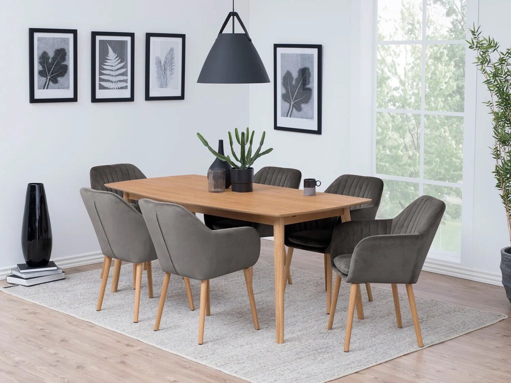 Set de mese Oakland 72476x80x150cm, Numărul de locuri: 6, Unghiular, Stil: Scandinav, Lemn: Stejar