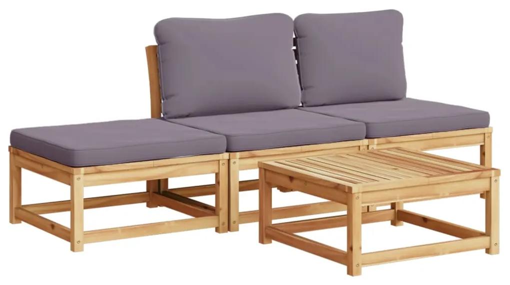 3214326 vidaXL Set mobilier de grădină cu perne, 4 piese, lemn masiv de acacia