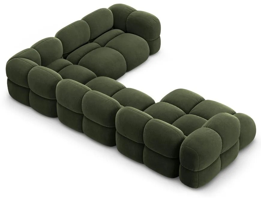 Colțar verde cu tapițerie din catifea (cu colț pe partea dreaptă/în formă de "U") Loretto – Cosmopolitan Design