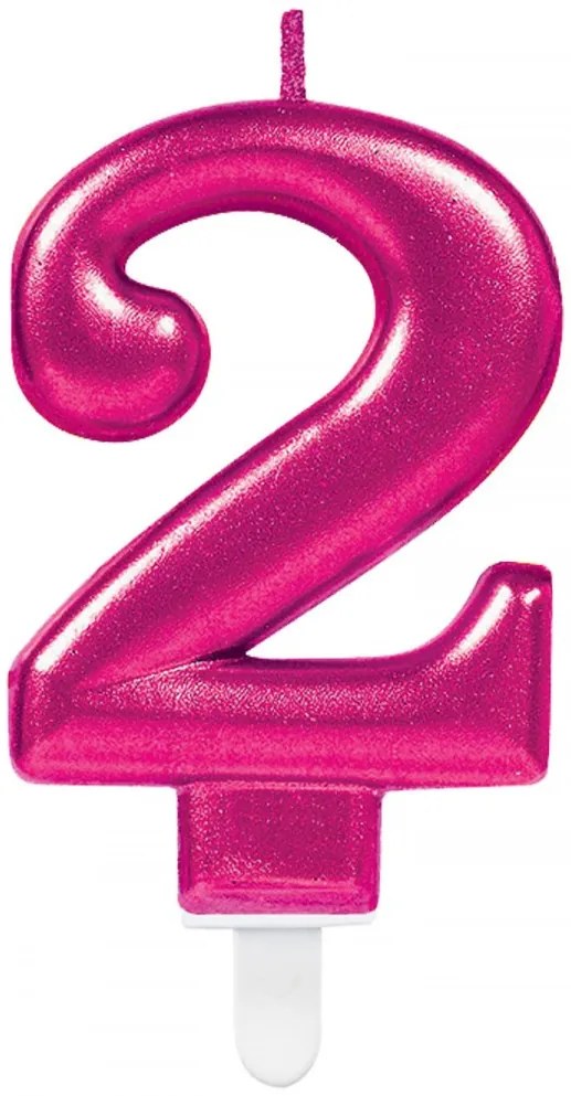 Numere Pink Lumânare Cifrată Roz 2 pentru tort
