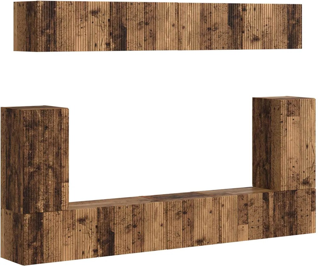 vidaXL Set comodă TV Pe perete 5 pcs Lemn vechi Lemn compozit