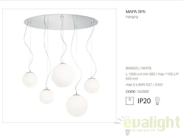 Lustra suspendata moderna MAPA BIANCO SP5 043562