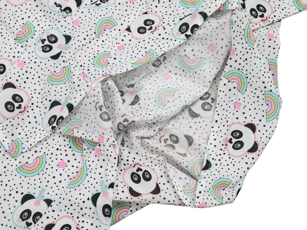 Lenjerie de pat din bumbac pentru copii PANDA UNICORN alb Dimensiune lenjerie de pat: 60 x 70 cm | 140 x 200 cm