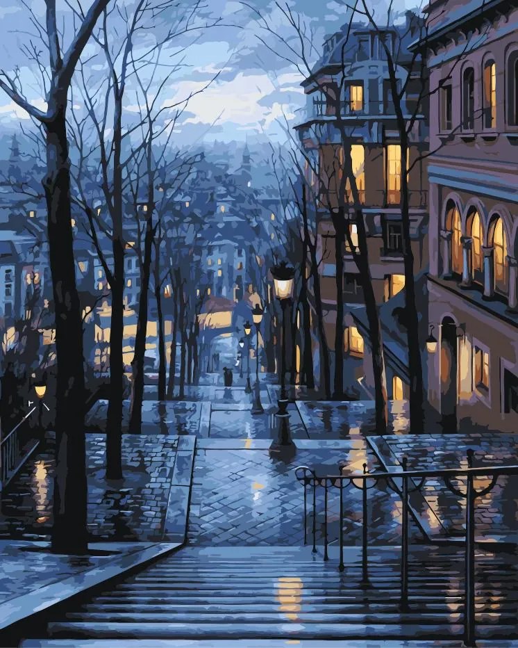 Pictura pe numere cu un cadru "Scara stradală 2" 50x40 cm