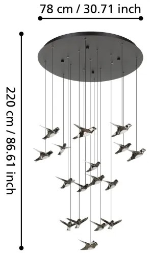 Lustră LED dimabilă pe cablu Eglo 390352 PARATEBUENO 17xLED/3W/230V negru