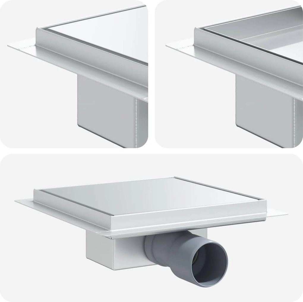 vidaXL 2 în 1 Drenaj pentru duș Argintiu 20 x 20 cm