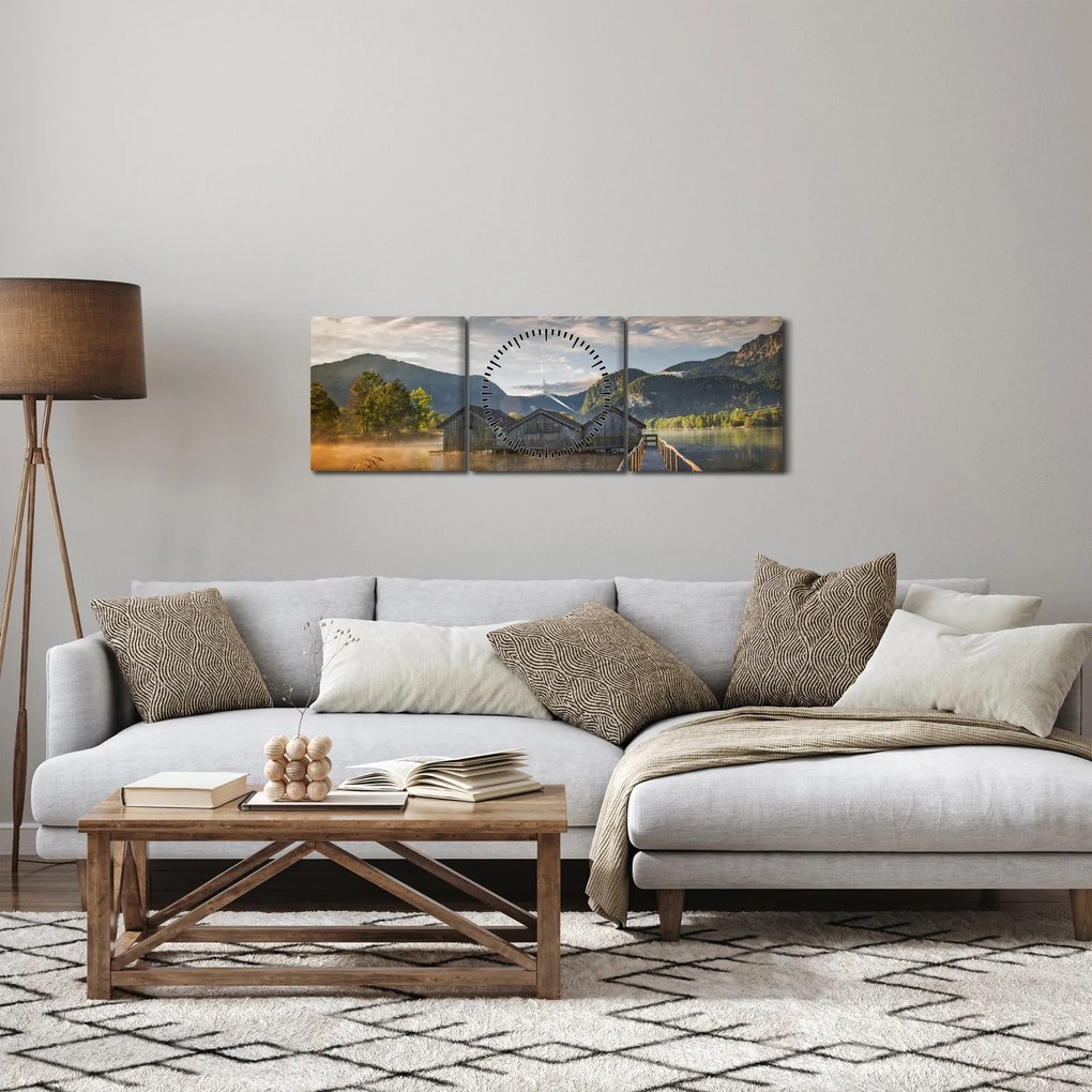 Tablou cu lac (cu ceas) (90x30 cm)