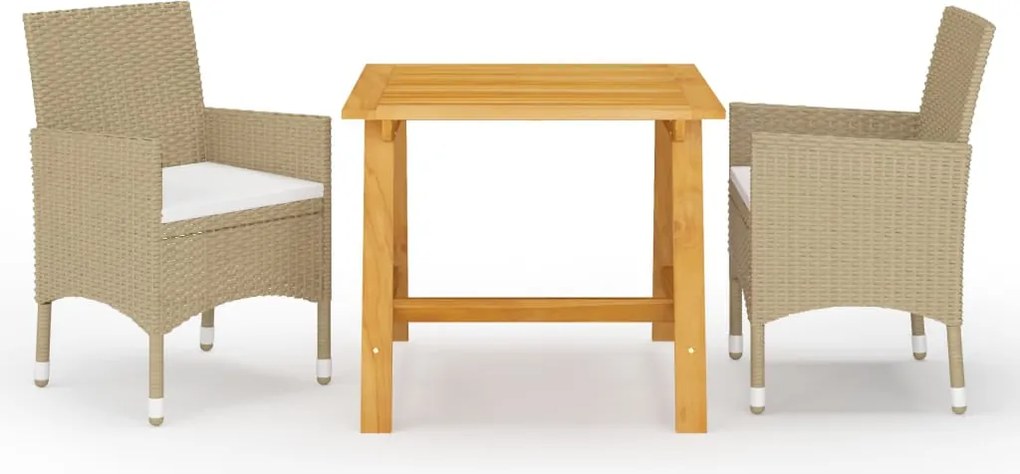 vidaXL Set mobilier de grădină, 3 piese, bej