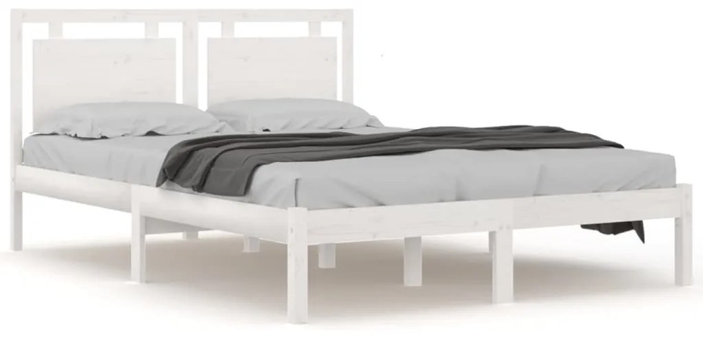 3105506 vidaXL Cadru de pat mic dublu, alb, 120x190 cm, lemn masiv